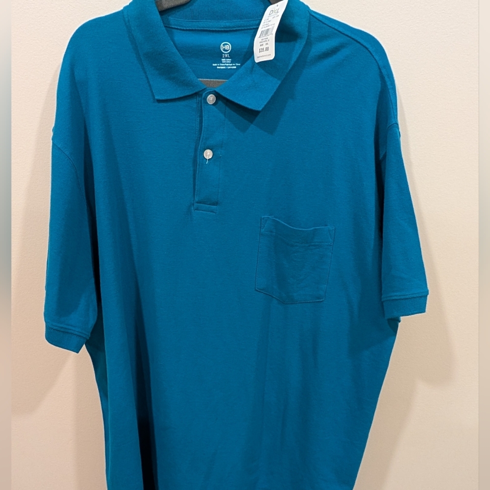 Harbor Bay Vibrant Blue Polo Shirt 2XL DXL 100% Cotton
